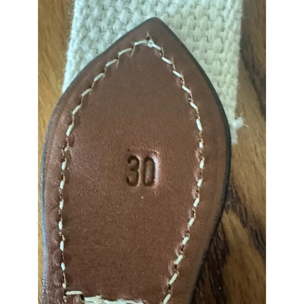 Sailboats Nautical Leather Tip Belt Mens 30 Khaki Web Brass Buckle Embroidered